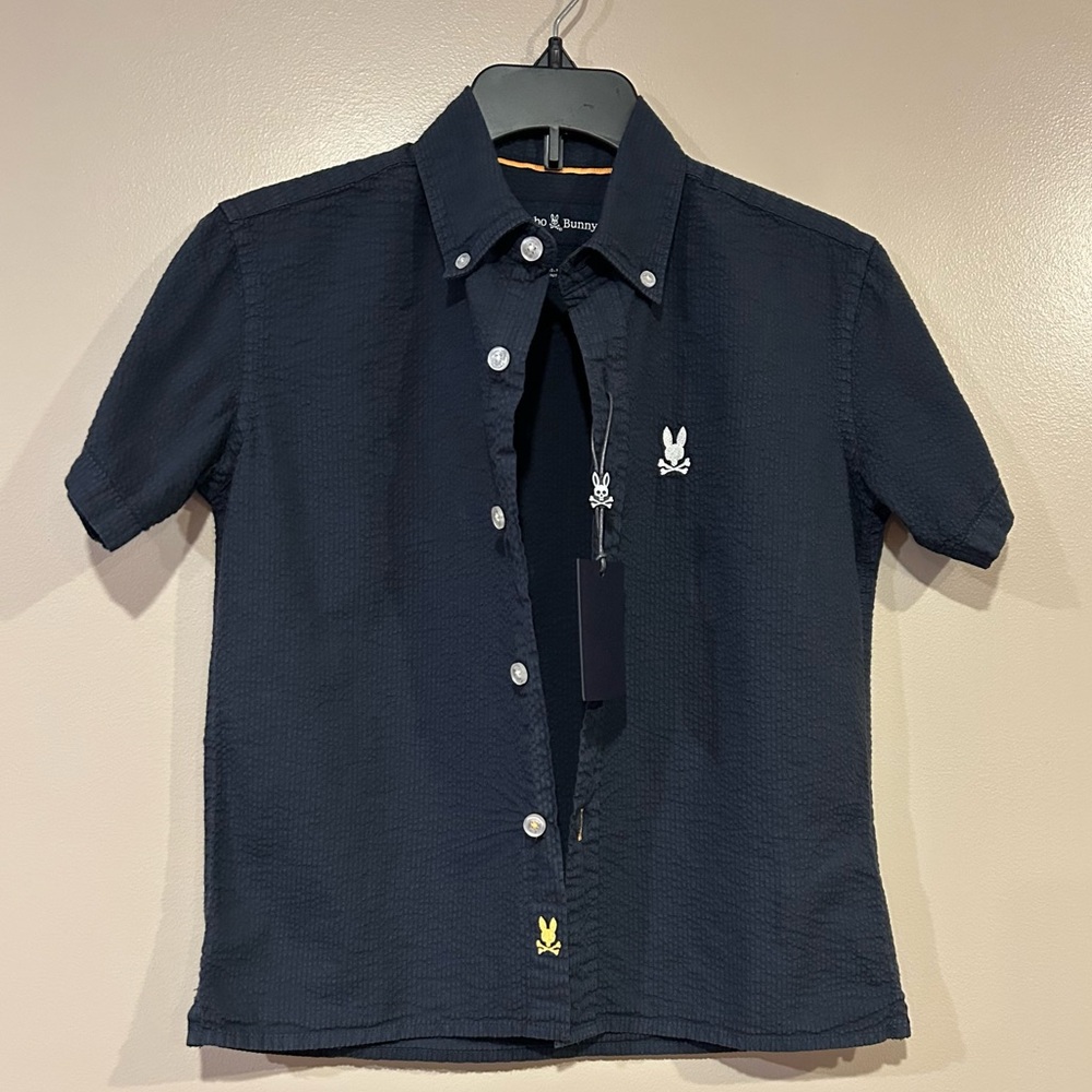 Psycho Bunny Alton Seersucker Short Sleeve Button Down Shirt